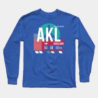 Auckland (AKL) New Zealand Airport Code Baggage Tag E Long Sleeve T-Shirt